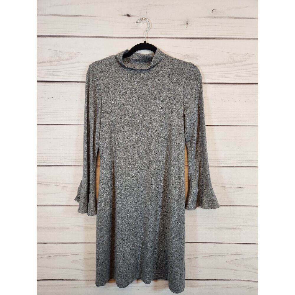 White House Black Market Silver Gray Long Sleeve Cozy Sweater Dress Size S